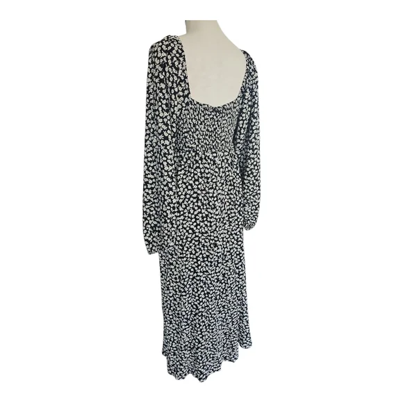 Billabong Better Days Midi Dress – Size L, Black & White Floral with Keyhole Tie - Picture 10 of 12